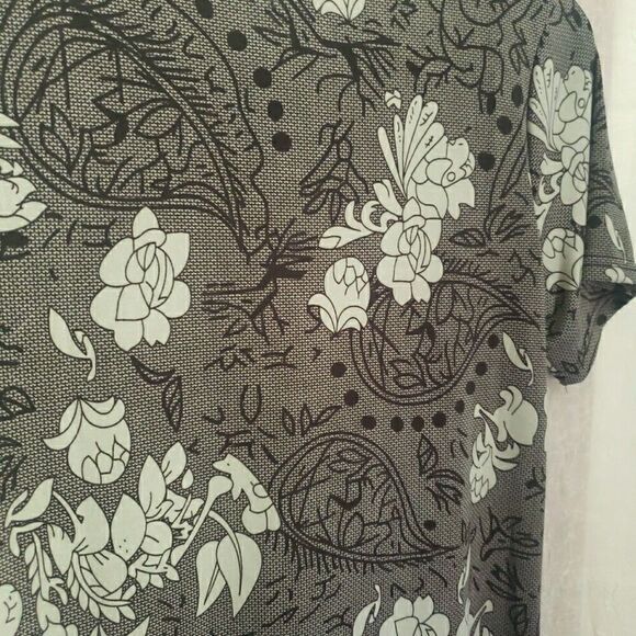 NWT REBORN Floral Gray Shirt Dress Short Sleeve Whimsy Goth Women's Size L - Picture 12 of 13